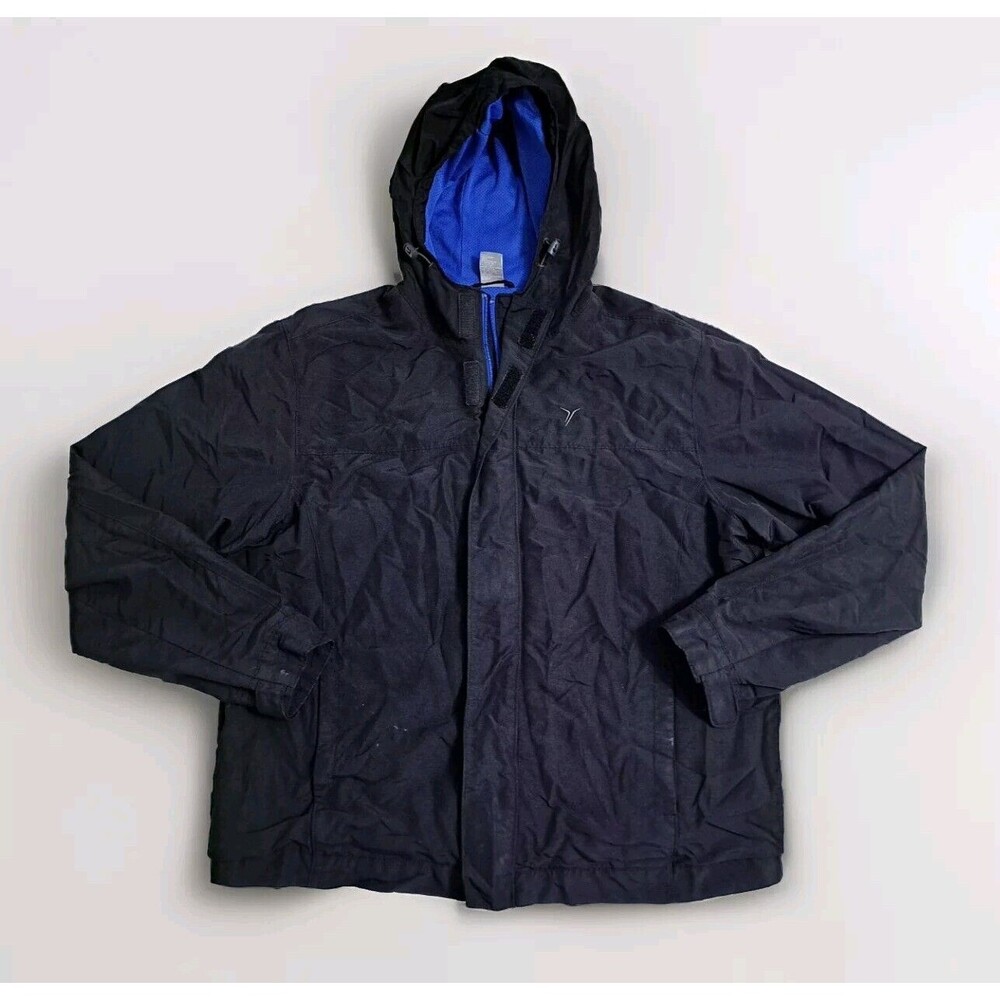 Old Navy Active Rain Jacket Nylon Men's XL Black Full Zip Hooded Windbreaker